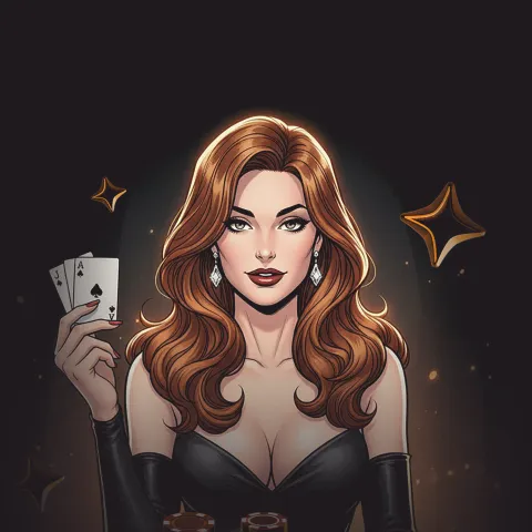 Wanted Win Casino Australia hostess holding playing cards over casino chips Wanted Win Casino Australia hostess holding playing cards over casino chips